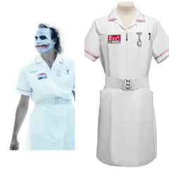 Batman Heath Ledger Joker Tenue Blanche d'infirmier Cosplay Costume