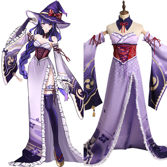 Genshin Impact Raiden Shogun Witch Robe Sorcière  Design Original Cosplay Costume Halloween Carnival - Cossky