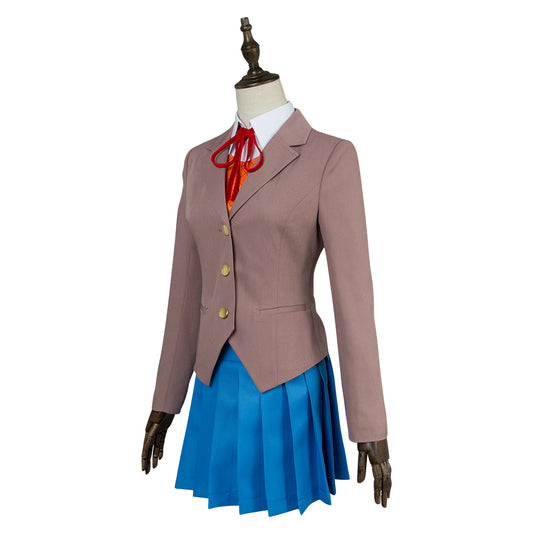Galgame Doki Doki Literature Club Sayori Natsuki Yuri Monika Girls School Uniform Cosplay Costume