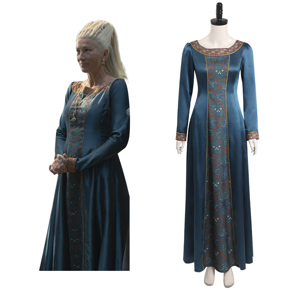 House of the Dragon Rhaenys Targaryen Robe Bleue Cosplay Costume