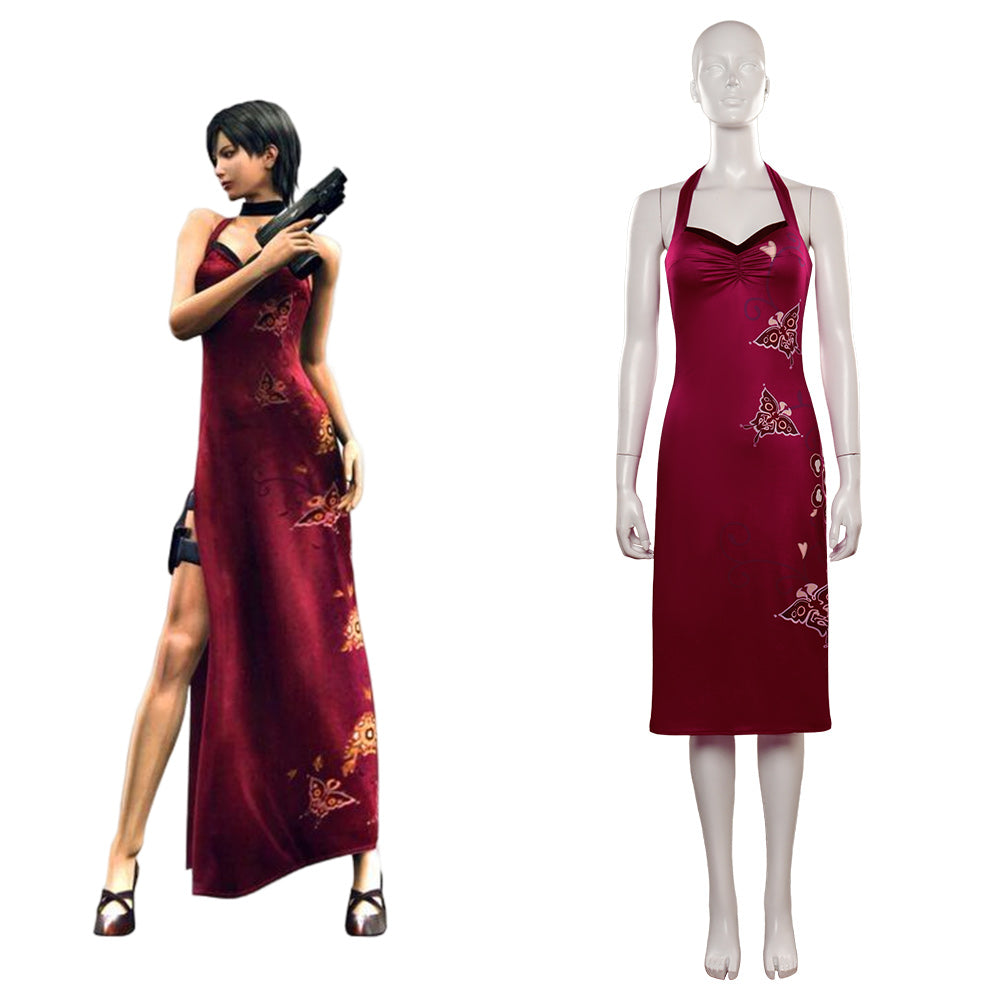 Re4 Red Robe Resident Evil 4 Ada Wong Jeu Cheongsam Robe Rouge Cosplay Costume ...