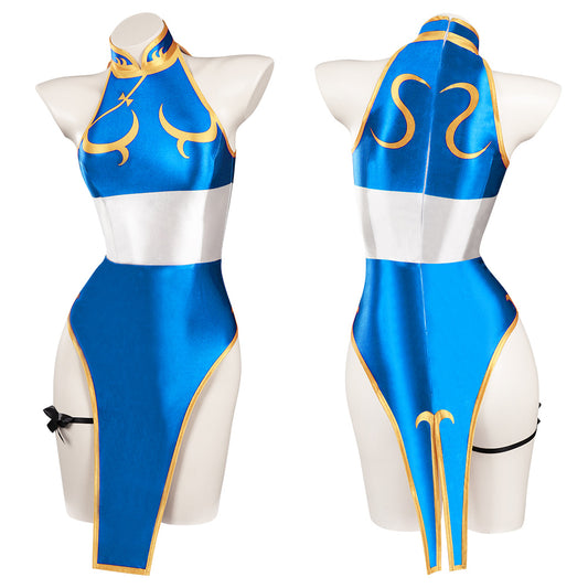Enfant Street Fighter Chun Li Bleu Jeu  Maillot De Bain Cosplay Costume