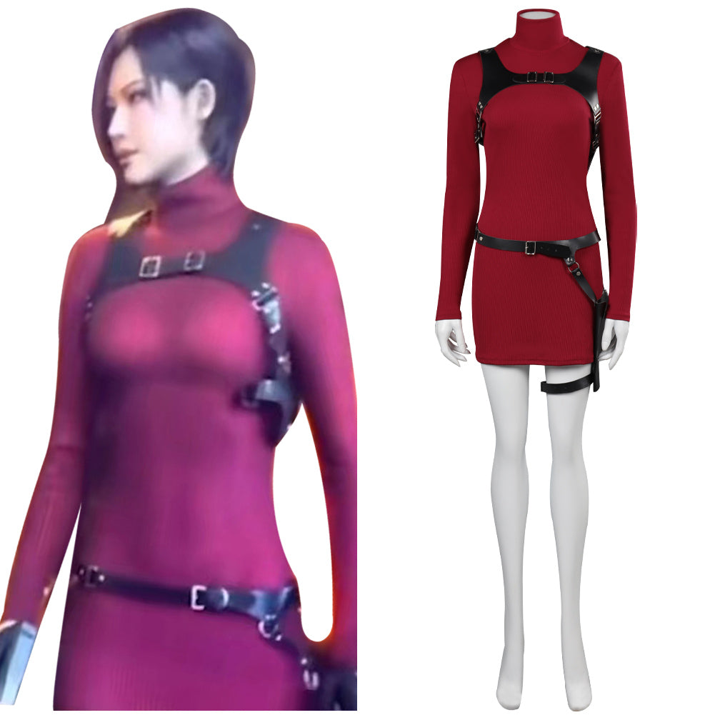 Resident Evil 4 Remake Ada Wong Tenue Rouge Cosplay Costume