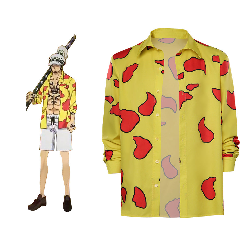 Film One Piece: Red Trafalgar D. Water Law T-shirt Chemise Cosplay Costume Halloween Carnival