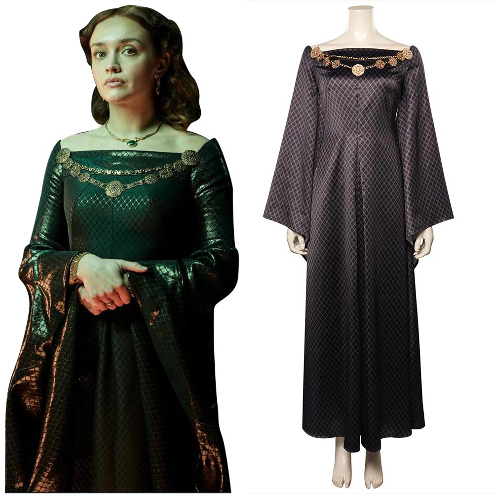 House of the Dragon Alicent Hightower Robe Vintage Cosplay Costume Médiéval Halloween Carnival