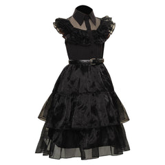 Enfant La Famille Addams 2 Mercredi Boule Noir Robe Cosplay Costume Carnaval