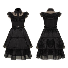 Enfant La Famille Addams 2 Mercredi Boule Noir Robe Cosplay Costume Carnaval