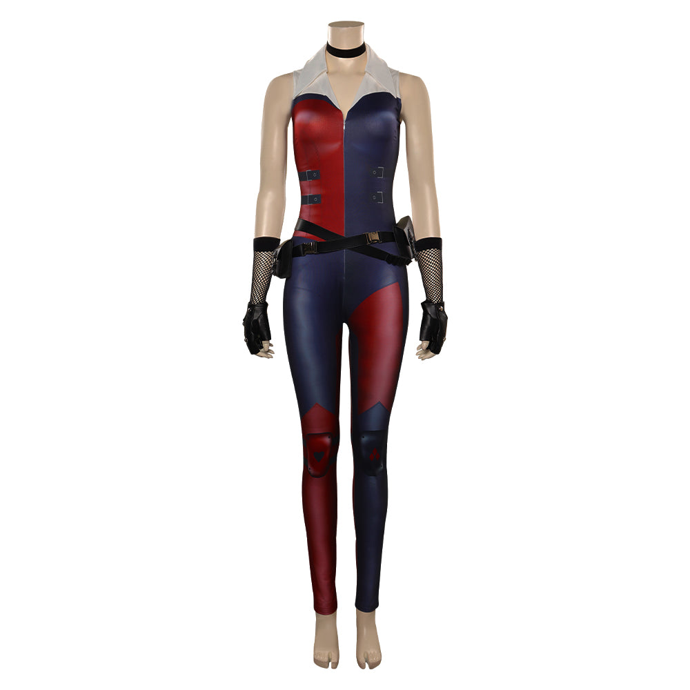 Mortal Kombat Harleen Onesies Rouge Combinaison Cosplay Costume