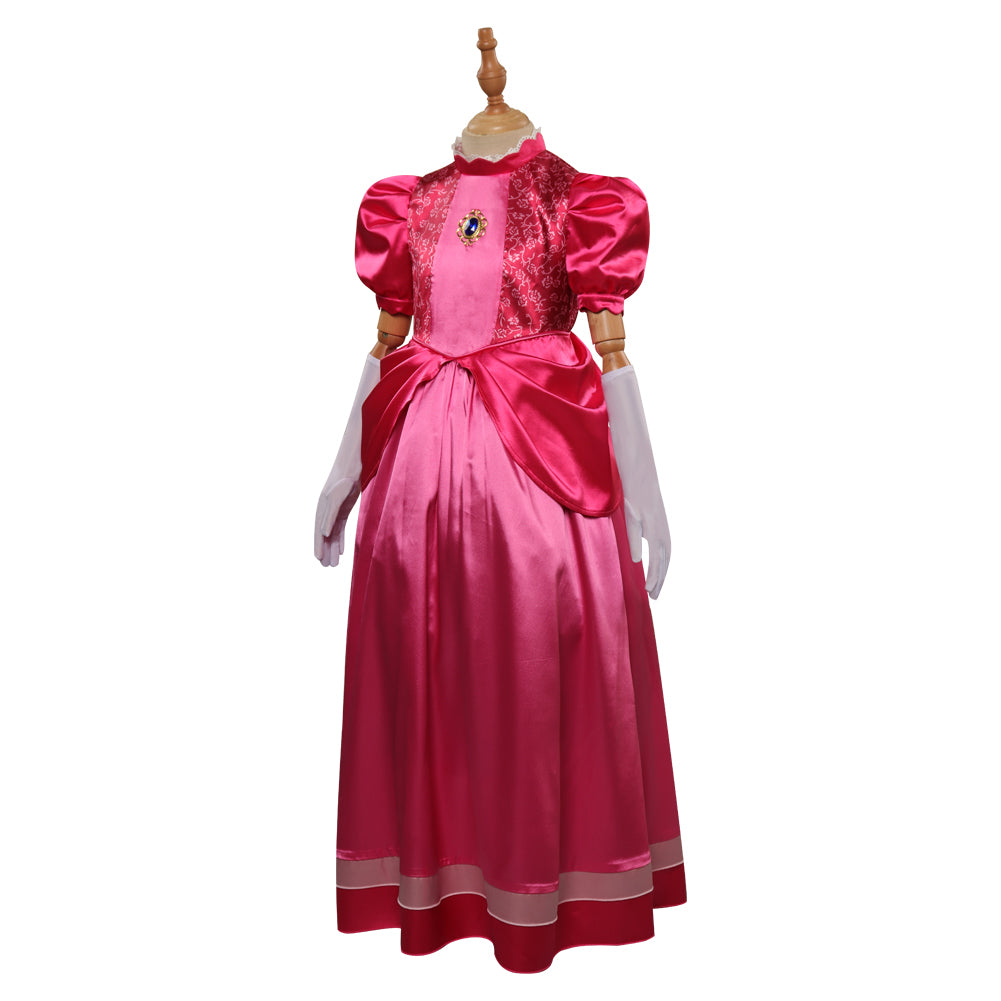 Enfants Filles Princesse Peach Robe Cosplay Costume Pour Carnaval Fête  d'anniversaire 5-9 ans