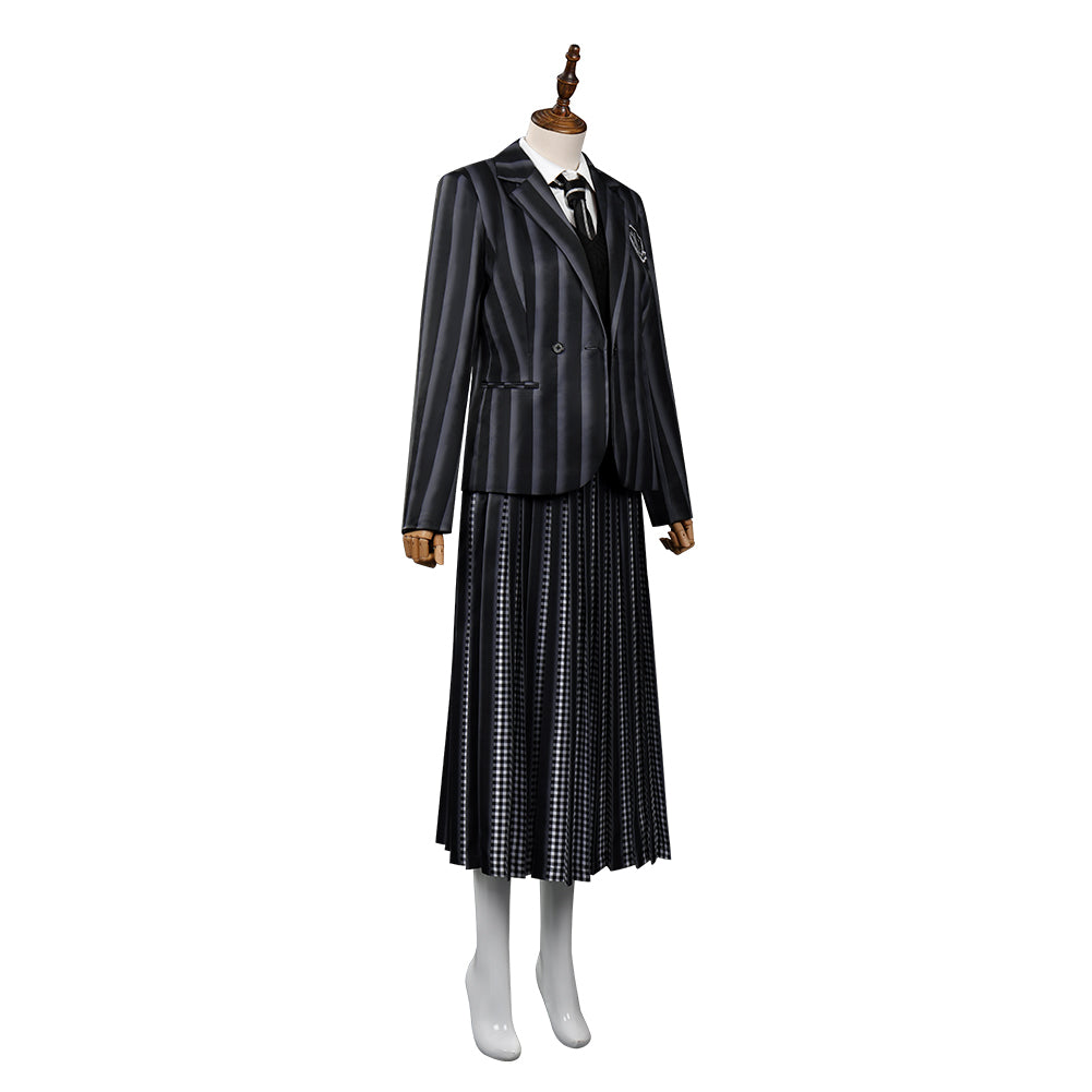Adult Wednesday Addams Wednesday Cosplay Costume School Uniform Dress Outfits Halloween Carnival Party Suit