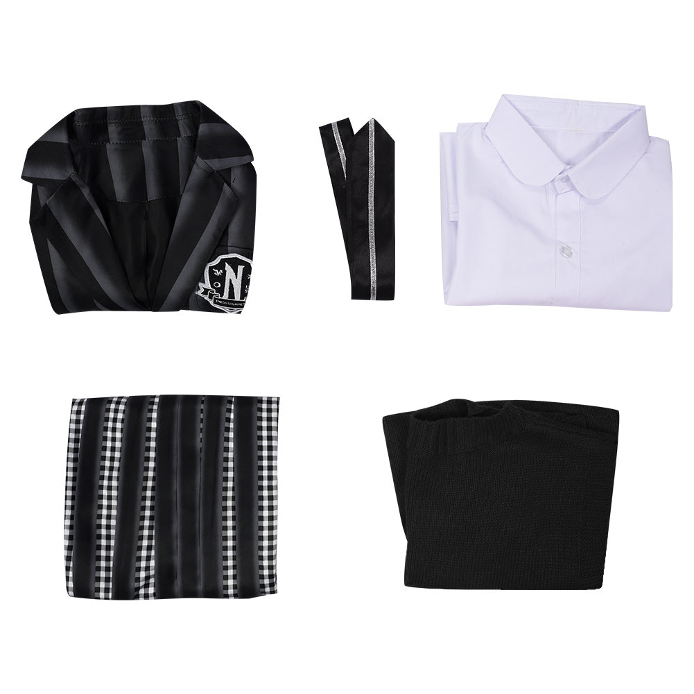 Enfant Wednesday Addams Wednesday Robe Uniforme Scolaire Cosplay Costume