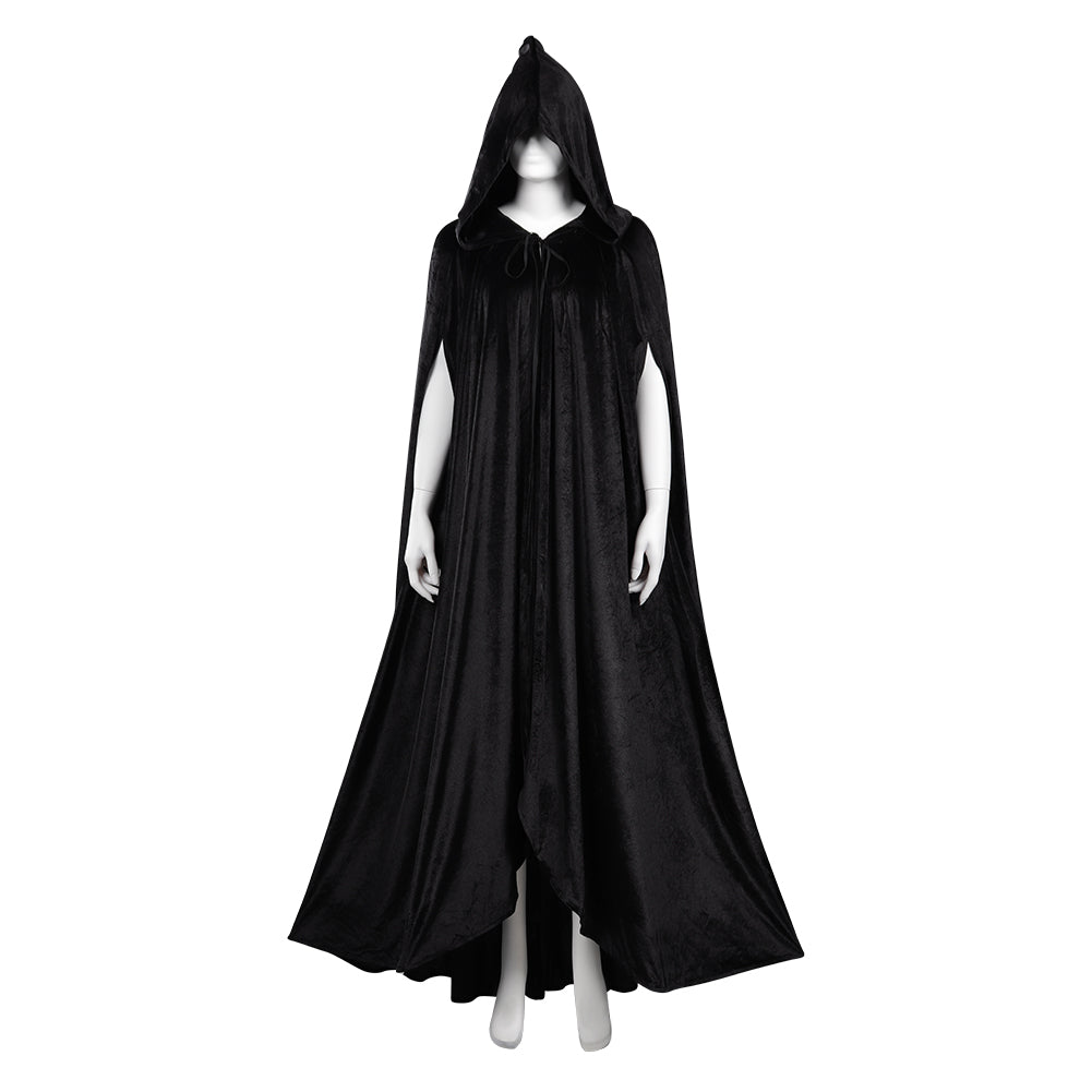 Sorcière Robe Cape Manteau Noir Cosplay Costume Halloween Carnival