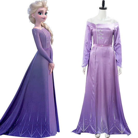 La Reine des Neiges Frozen 2 Elsa Robe Violet Cosplay Costume