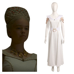 House of the Dragon Rhaenyra Targaryen Robe Blanche Vintage Cosplay Costume Médiéval