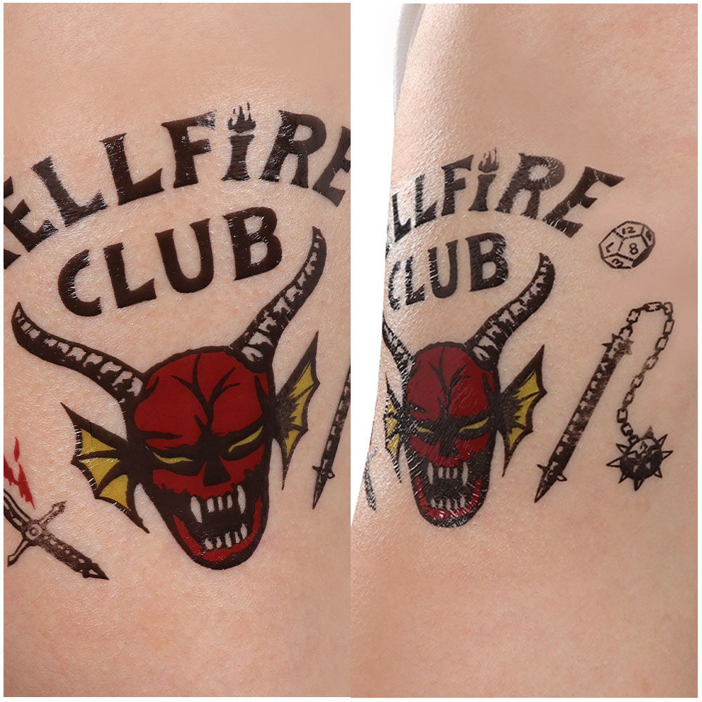 Stranger Thing Adult Enfant Tattoo Stickers The Hellfire Club Cosplay