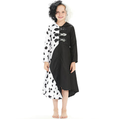 Enfant 2021 Cruella Robe Noire & Blanche Enfant Cosplay Costume