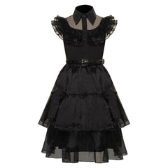 Enfant La Famille Addams 2 Mercredi Boule Noir Robe Cosplay Costume Carnaval