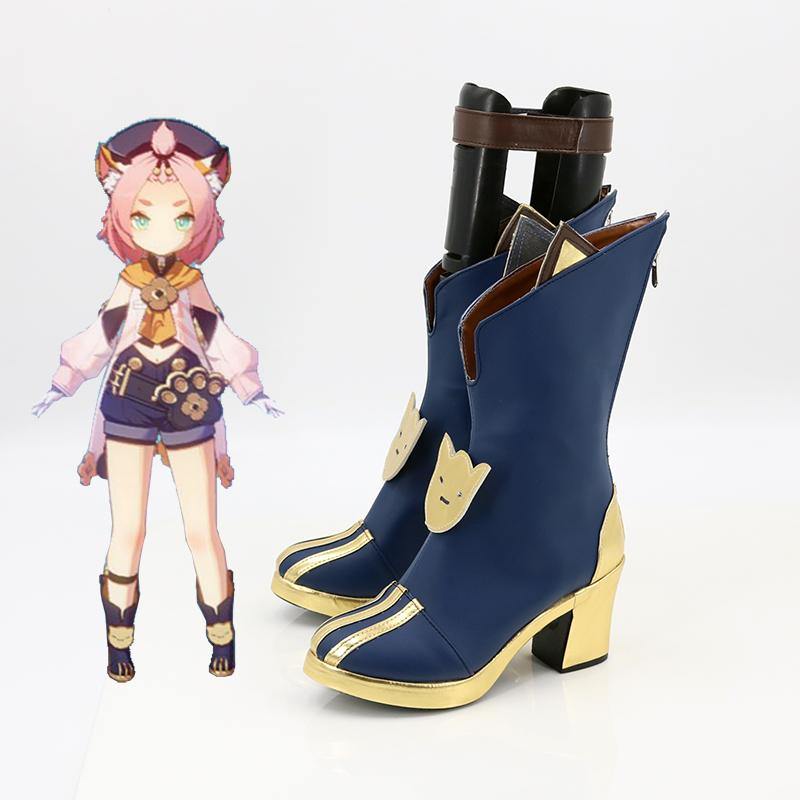 Genshin Impact Diona Bottes Cosplay Chaussures