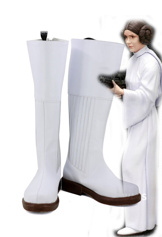 Princesse Leia Bottes Blanches Cosplay Chaussures
