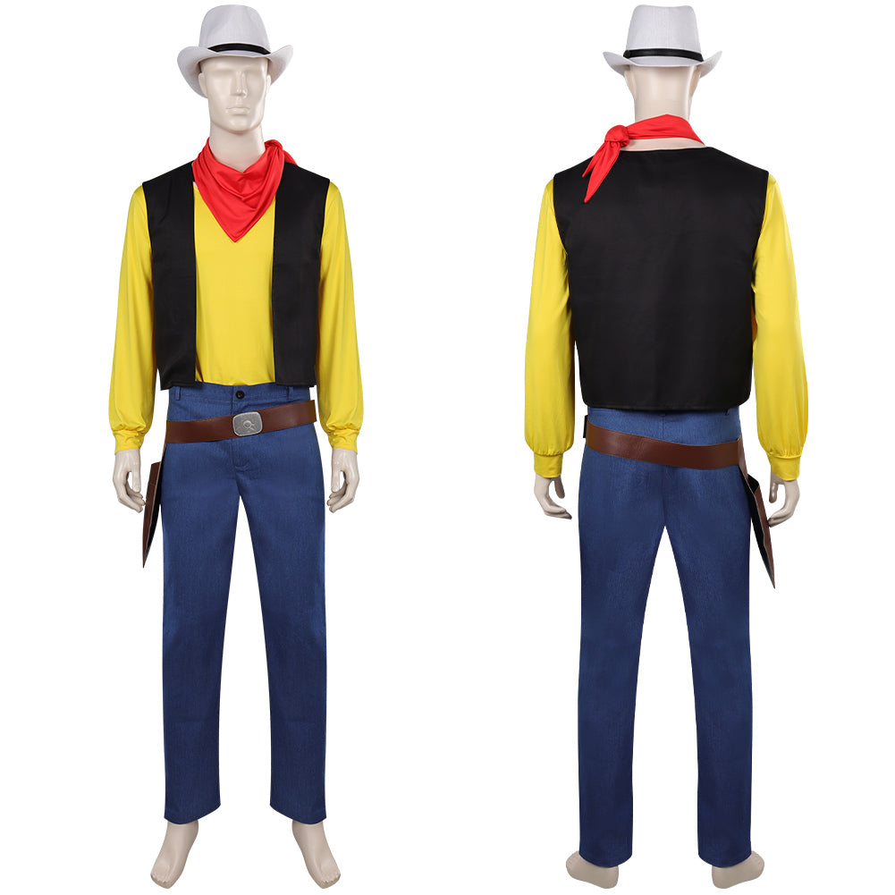 Adulte Anime Lucky Luke Jaune Tenue Cosplay Costume Halloween