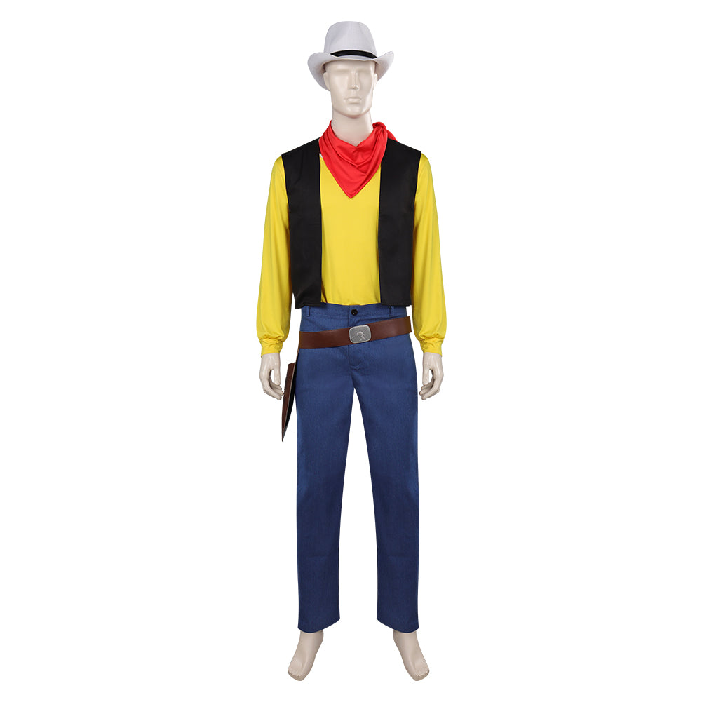 Adulte Anime Lucky Luke Jaune Tenue Cosplay Costume Halloween