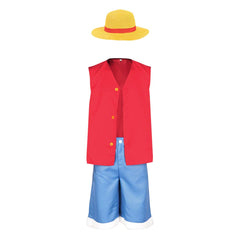 Enfant One Piece Luffy Tenue Rouge Cosplay Costume