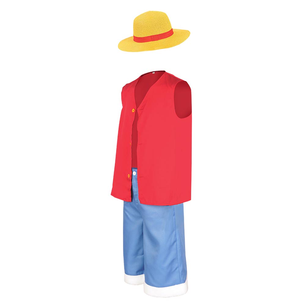 Enfant One Piece Luffy Tenue Rouge Cosplay Costume