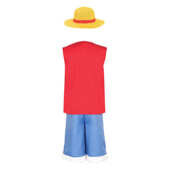 Enfant One Piece Luffy Tenue Rouge Cosplay Costume