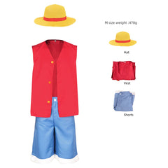 Enfant One Piece Luffy Tenue Rouge Cosplay Costume