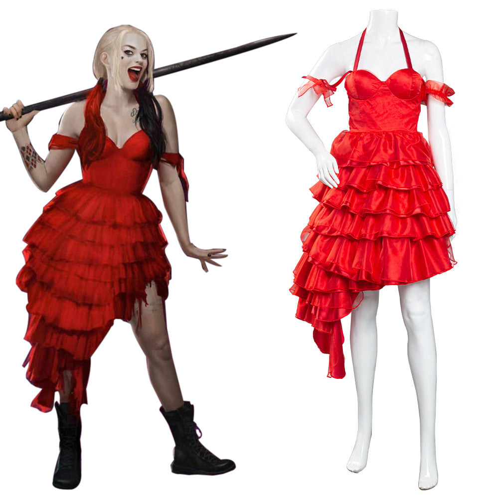 Film 2021 The Suicide Squad L'Escadron suicide : La Mission Harley Quinn Robe Rouge Halloween Carnaval Cosplay Costume