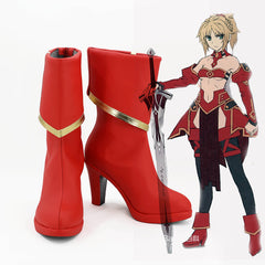 Fate/Apocrypha FA Saber of Red Mordred Bottes Cosplay Chaussures