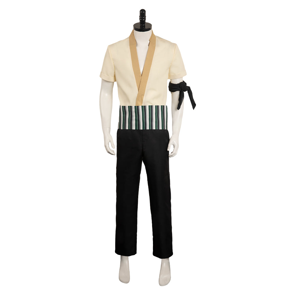 One Piece Roronoa Zoro Version Live-action Blanc Tenue Cosplay Costume